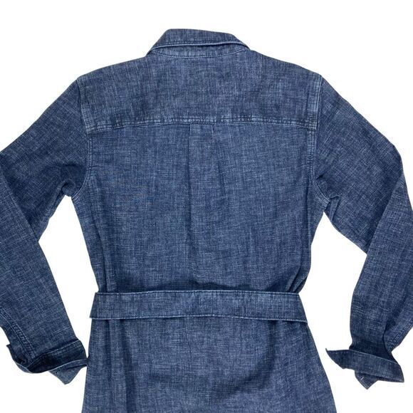 Lands End Denim Dress Womens XS Blue Belted Pockets Comfy Western‎ Core Stretchy - Picture 7 of 16
